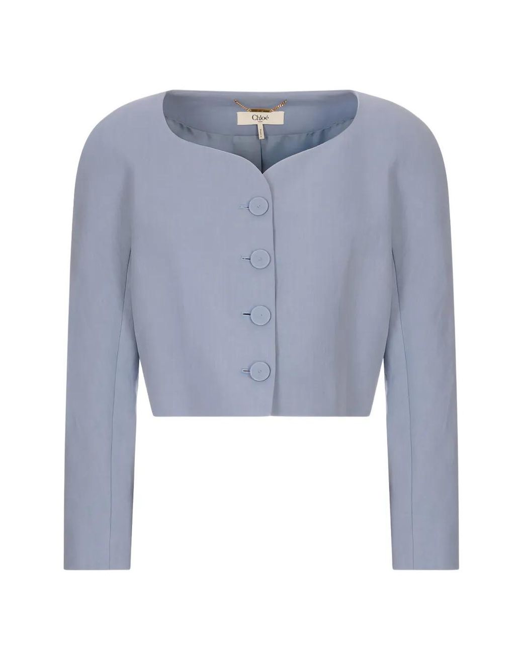 Chloé Button-Up Cropped Jacket in Blue | Lyst UK