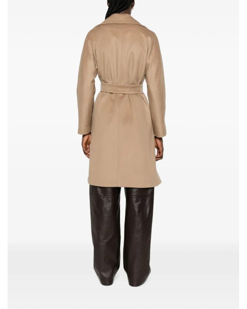 Max Mara Natural Belted Notch-Lapel Coat