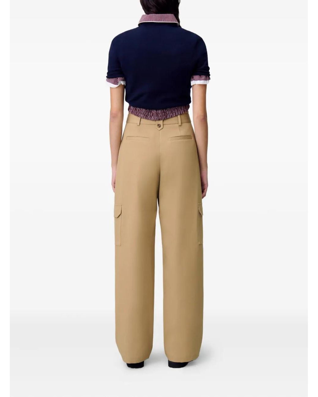 Claudie Pierlot Straight Cargo Broek Met Wijde Pijpen in het Natural