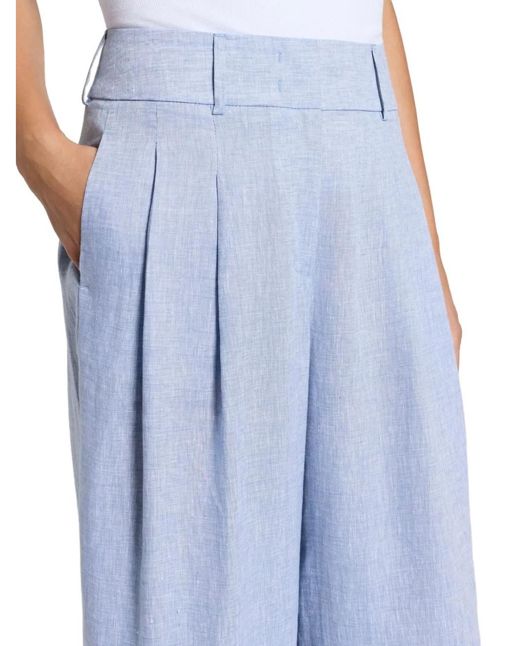 Peserico Blue Pleated Palazzo Pants
