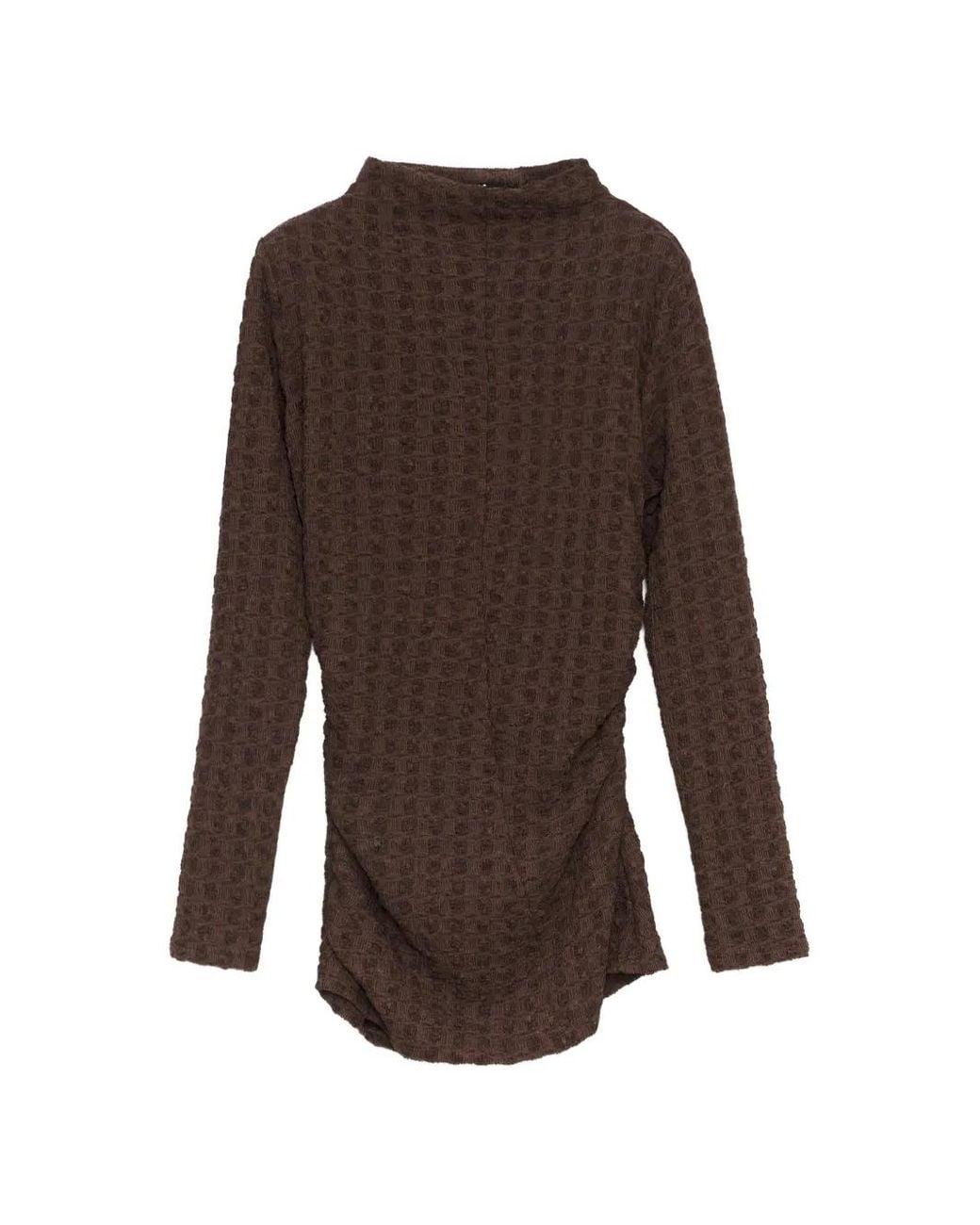 Bimba Y Lola Brown Chocolate Ruched Textured T-Shirt