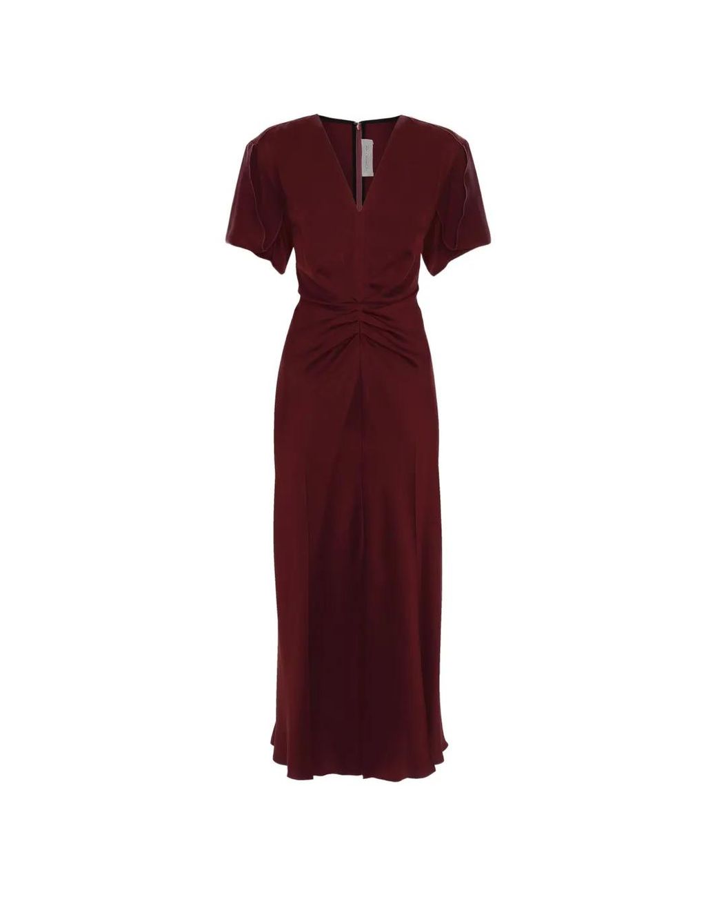 Victoria Beckham Red Eve Twist-Detail Midi Dress
