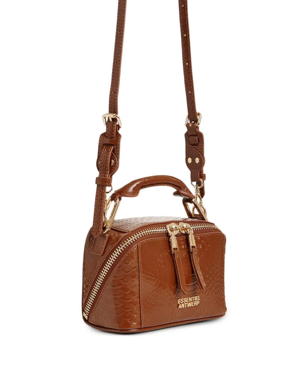Bolso De Hombro Bobbi Con Efecto De Cocodrilo Essentiel Antwerp de color Brown