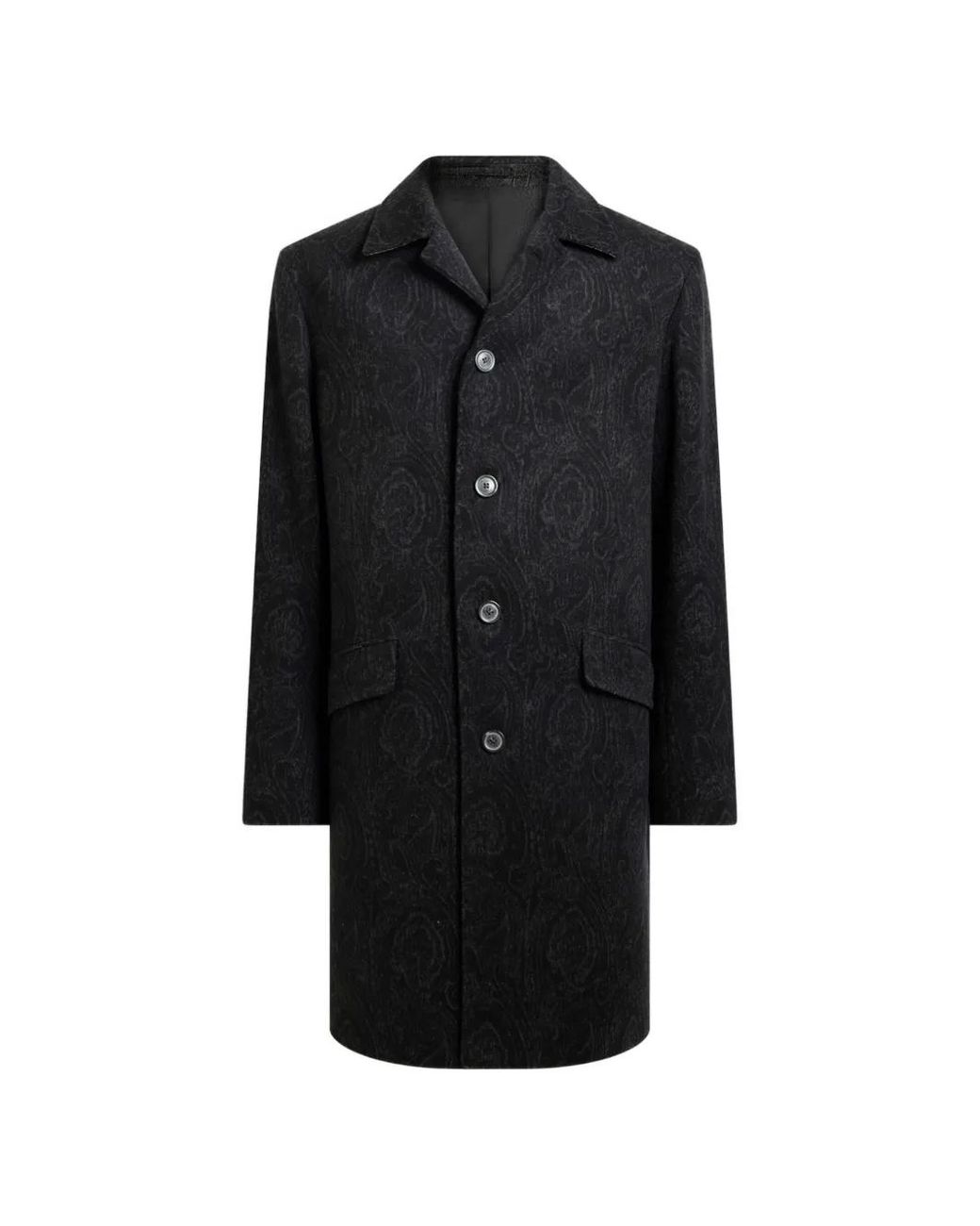 Etro Black Arnica Jacquard Coat for men