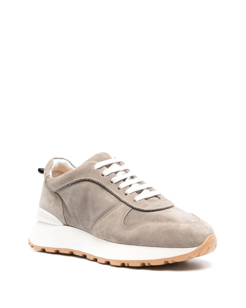 Doucal's White Lace-Up Suede Sneakers