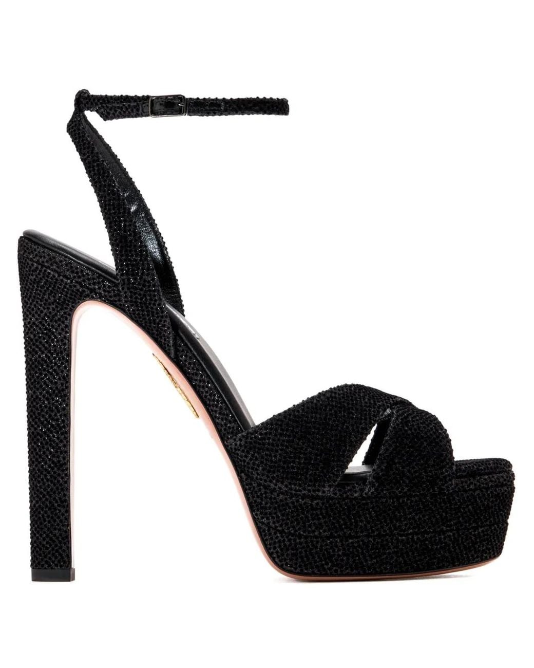 Aquazzura Black 130Mm Glitter-Embellishment Sandals