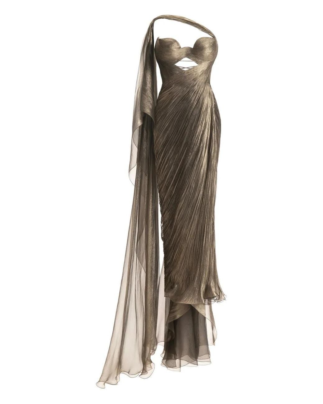 Maria Lucia Hohan Natural Yasmine One-Shoulder Midi Dress