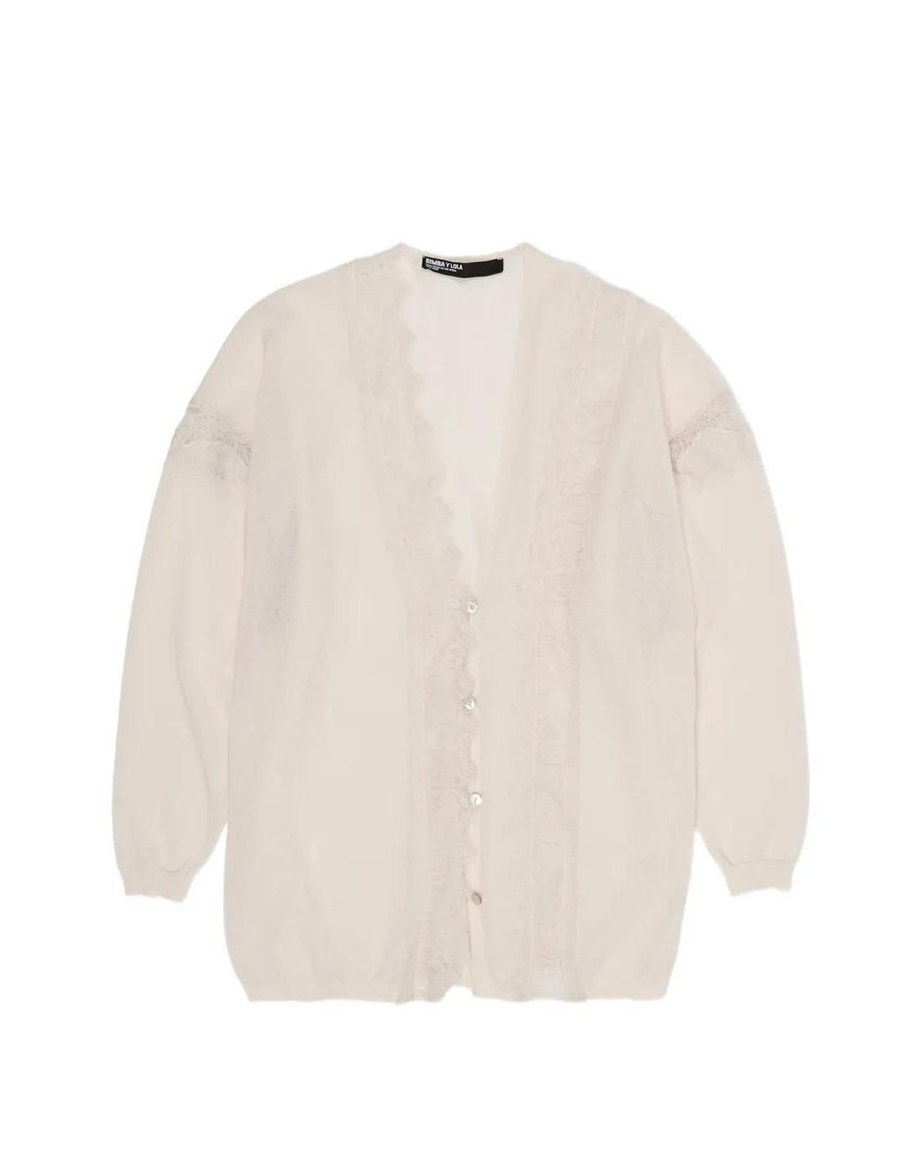 Bimba Y Lola White Lace-Trim Cardigan