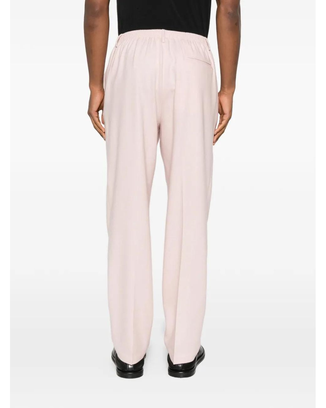 Cellar Door Pink Elasticated-Waistband Wool Trousers for men