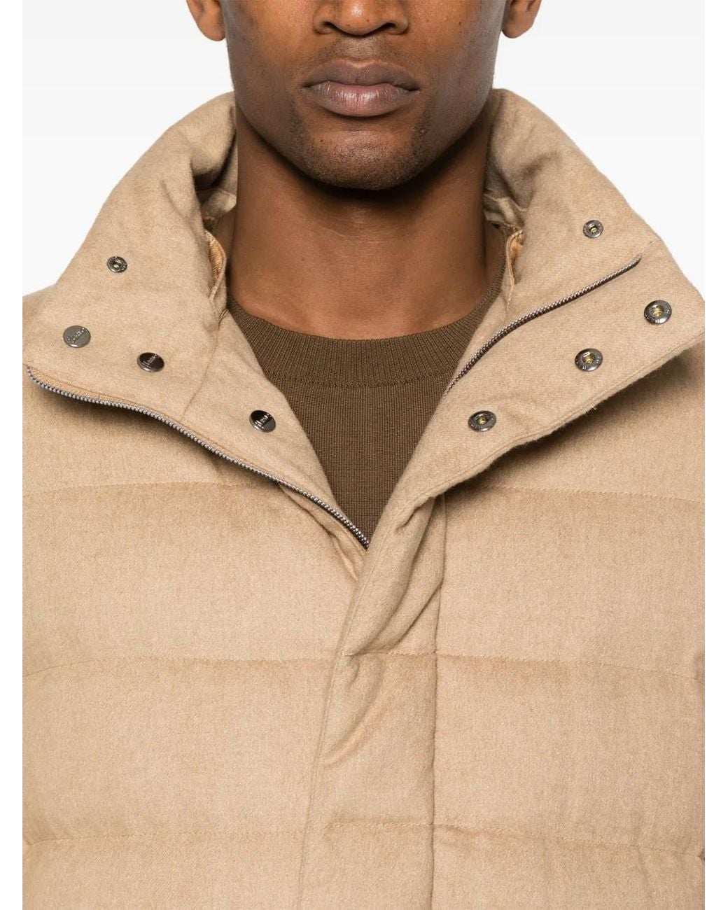 Herno Natural High-Neck Zip-Up Quilted Coat for men