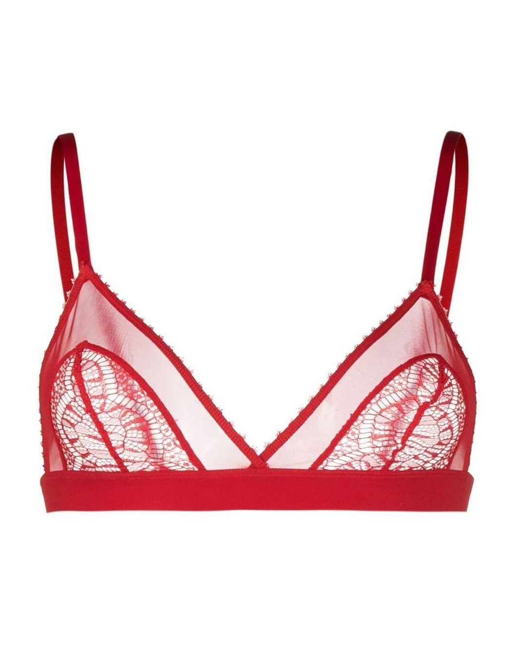 Maison Close Lace Mesh Triangle Bra in Red | Lyst