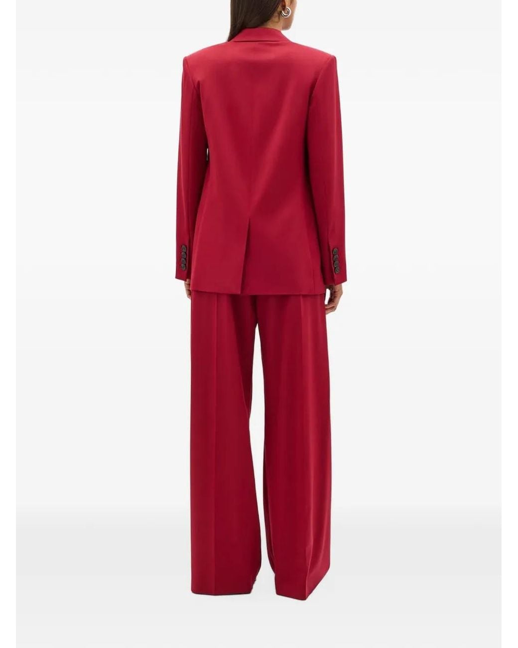 Another Tomorrow Red Single-Button Relaxed Blazer