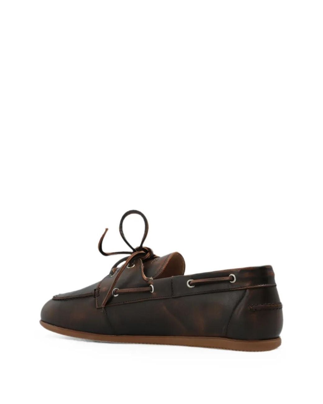 POSA White Milano Leather Boat Shoes for men