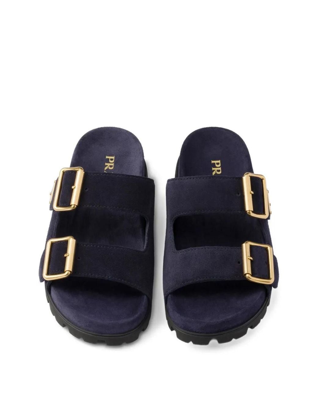 Prada Blue Sandalen Aus Veloursleder