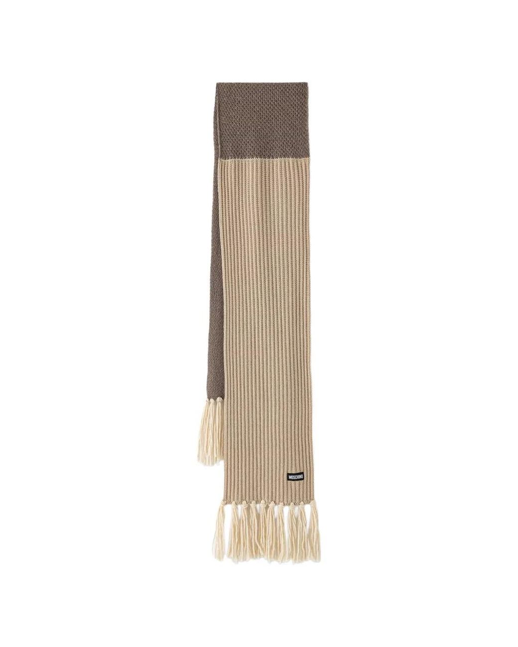 Moschino Natural Écharpe Nervurée À Franges