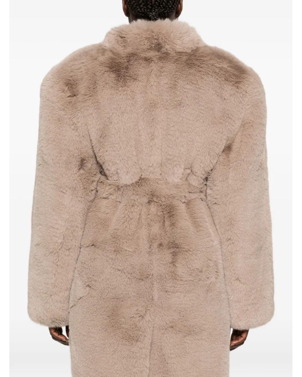 Frankie Shop Natural Manteau Ceinturé Destiny En Fourrure Artificielle