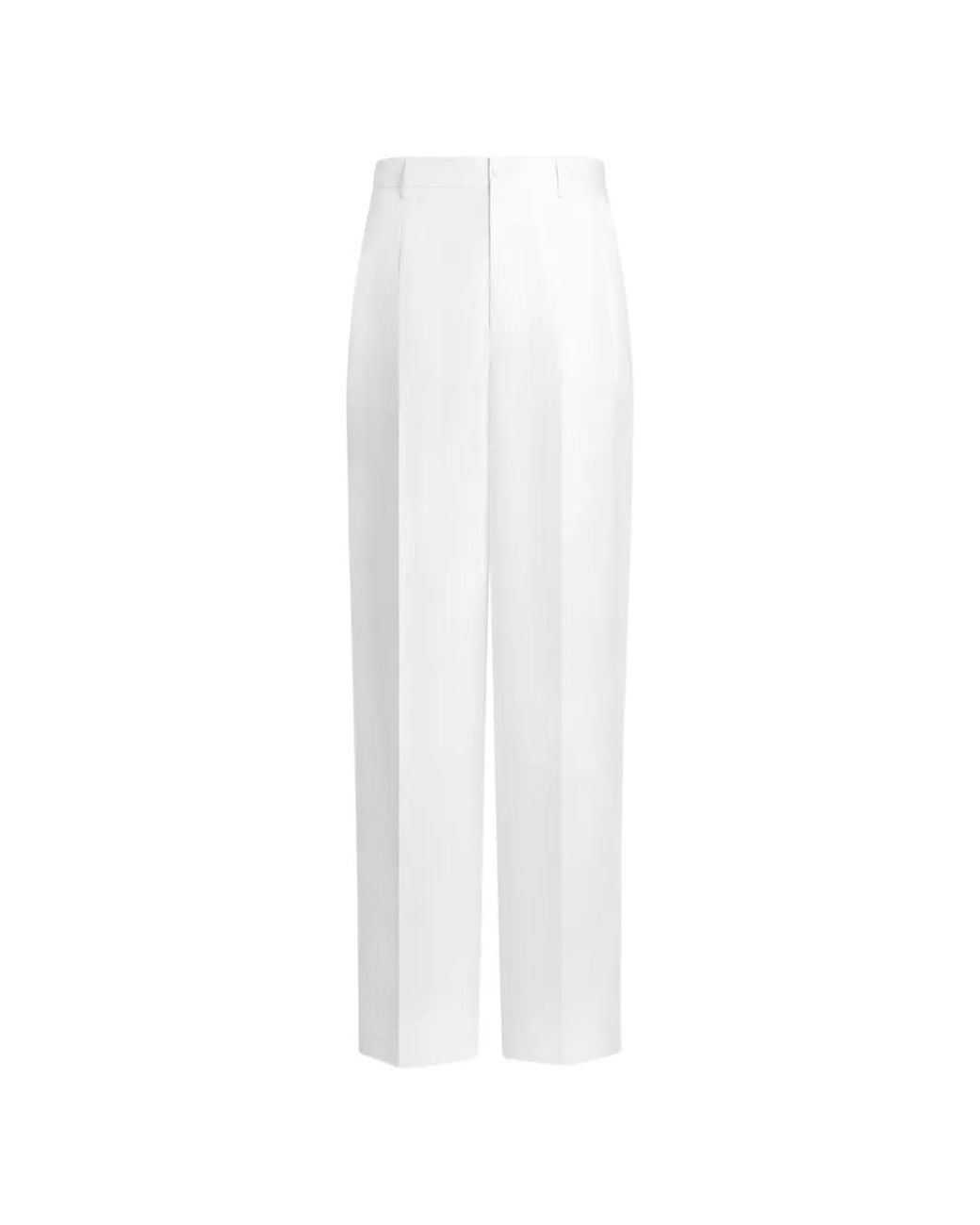 Dolce & Gabbana White Pantalon En Lin À Double Plis for men