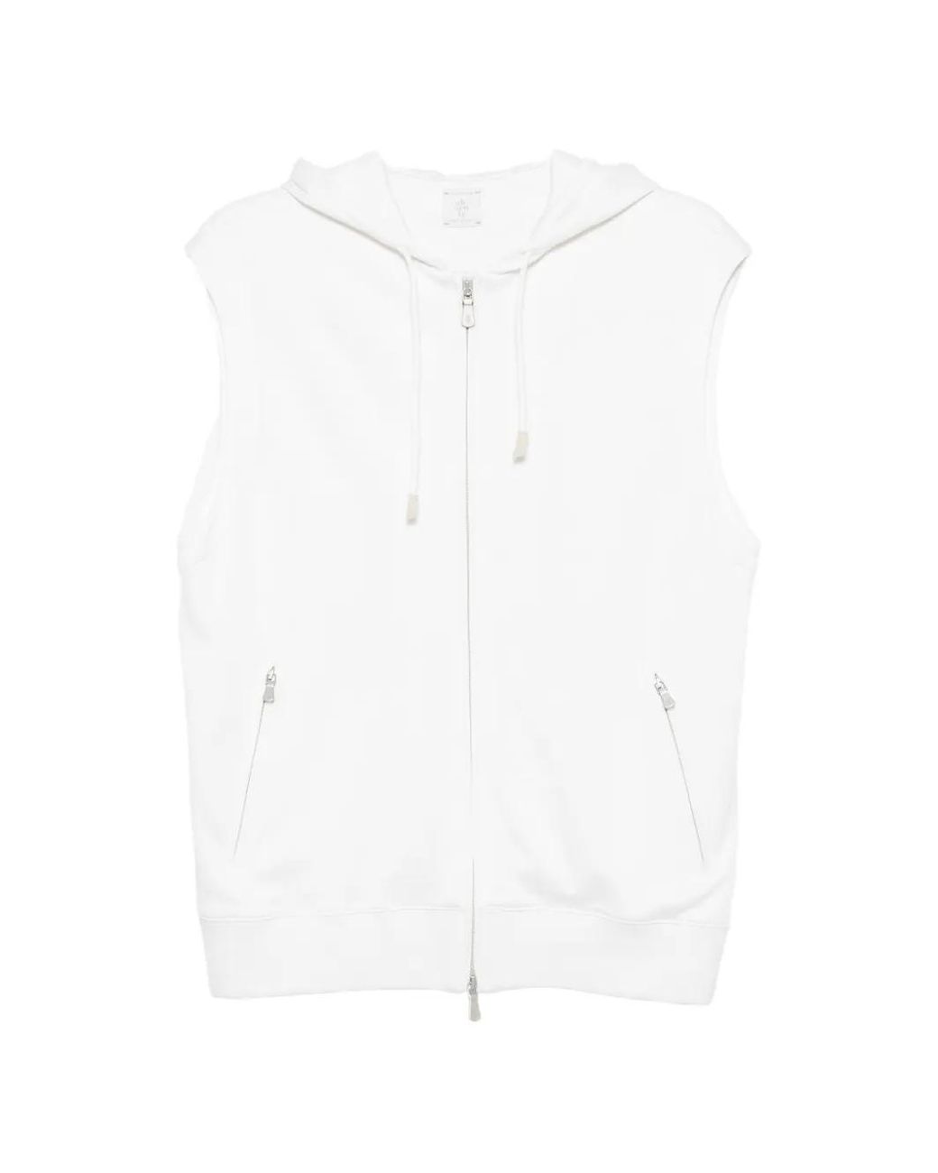 Eleventy White Sleeveless Zip-Up Hoodie for men