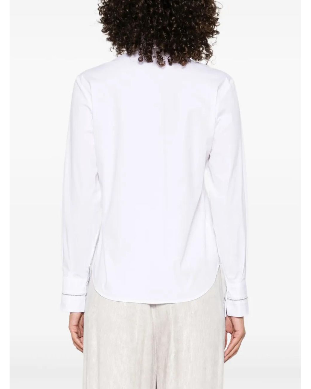 Peserico White Long-Sleeve Buttoned Shirt