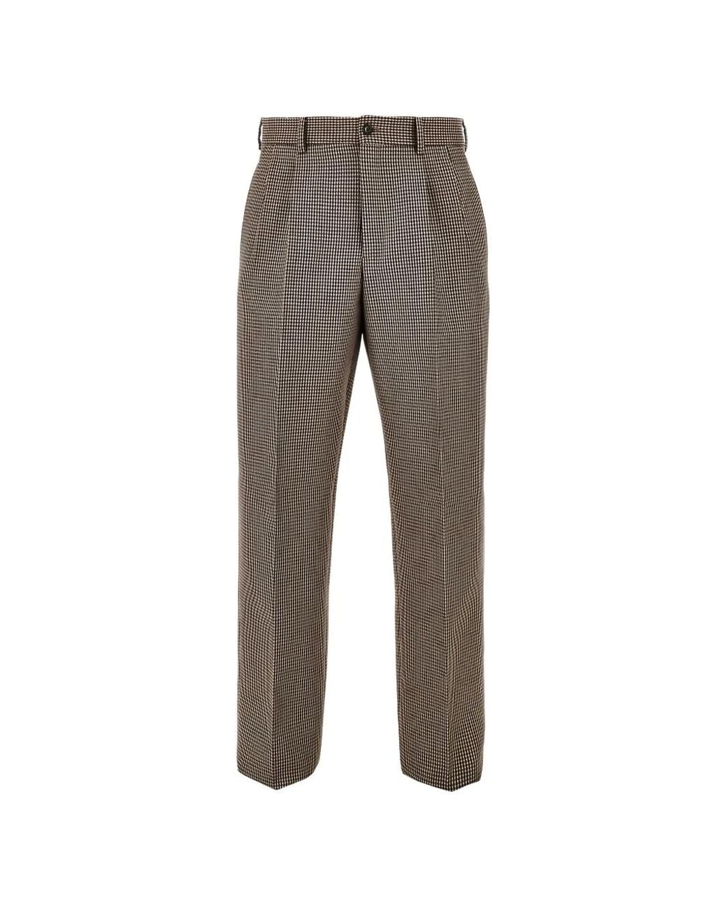 Emporio Armani Gray Houndstooth-Pattern Pleated Trousers for men