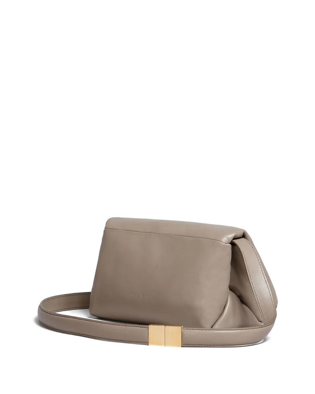 Marni Brown Small Prisma Leather Shoulder Bag