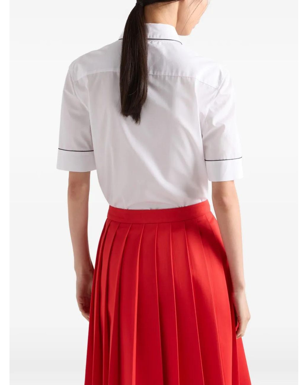 Prada White Short-Sleeved Poplin Shirt