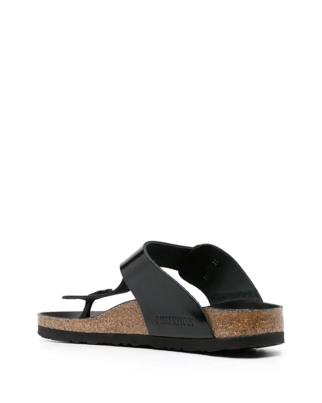 Birkenstock Black Gizeh Logo-Engraved Leather Sandals