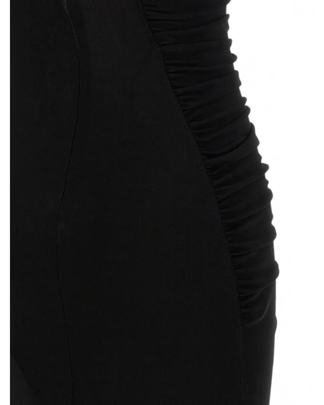Victoria Beckham Black Curling Ruched-Detail Maxi Dress