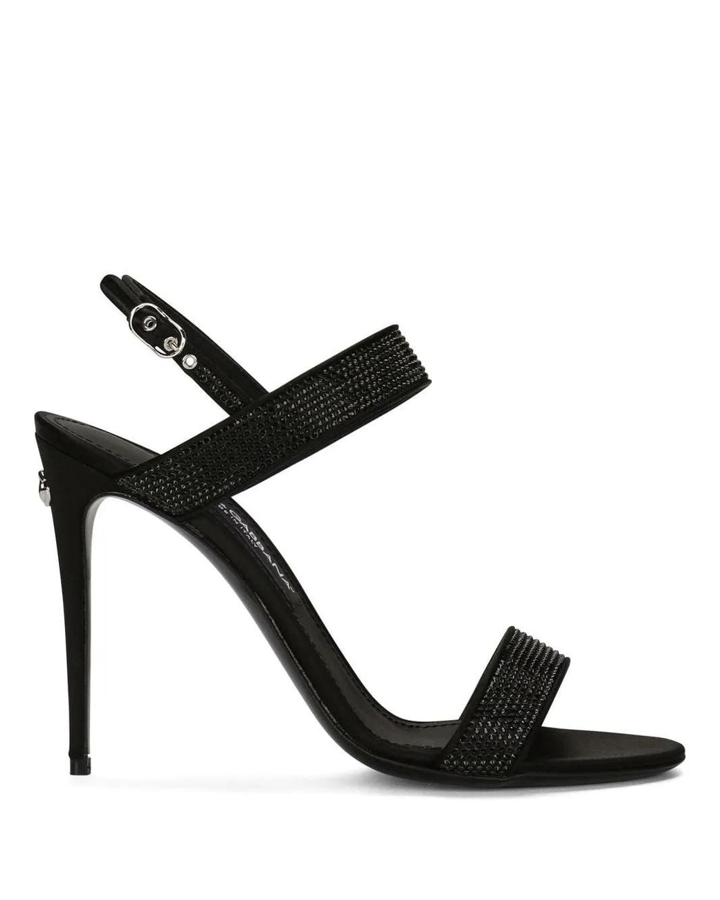 Dolce & Gabbana Black Satin Heel Sandals