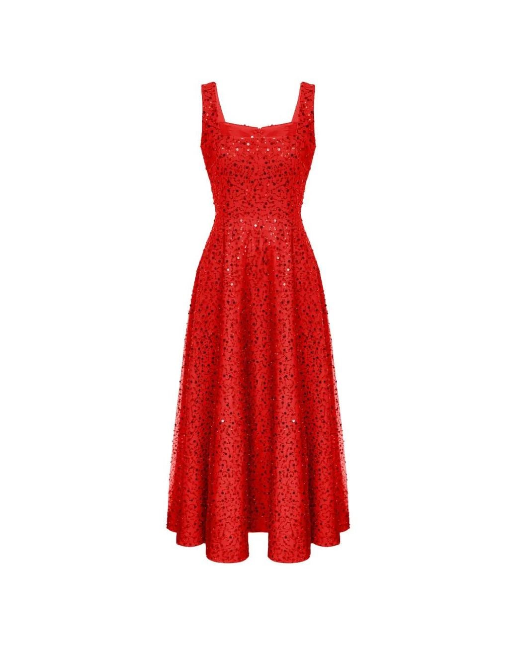 POST MERIDIEM Red Sequin-Embellished Maxi Dress