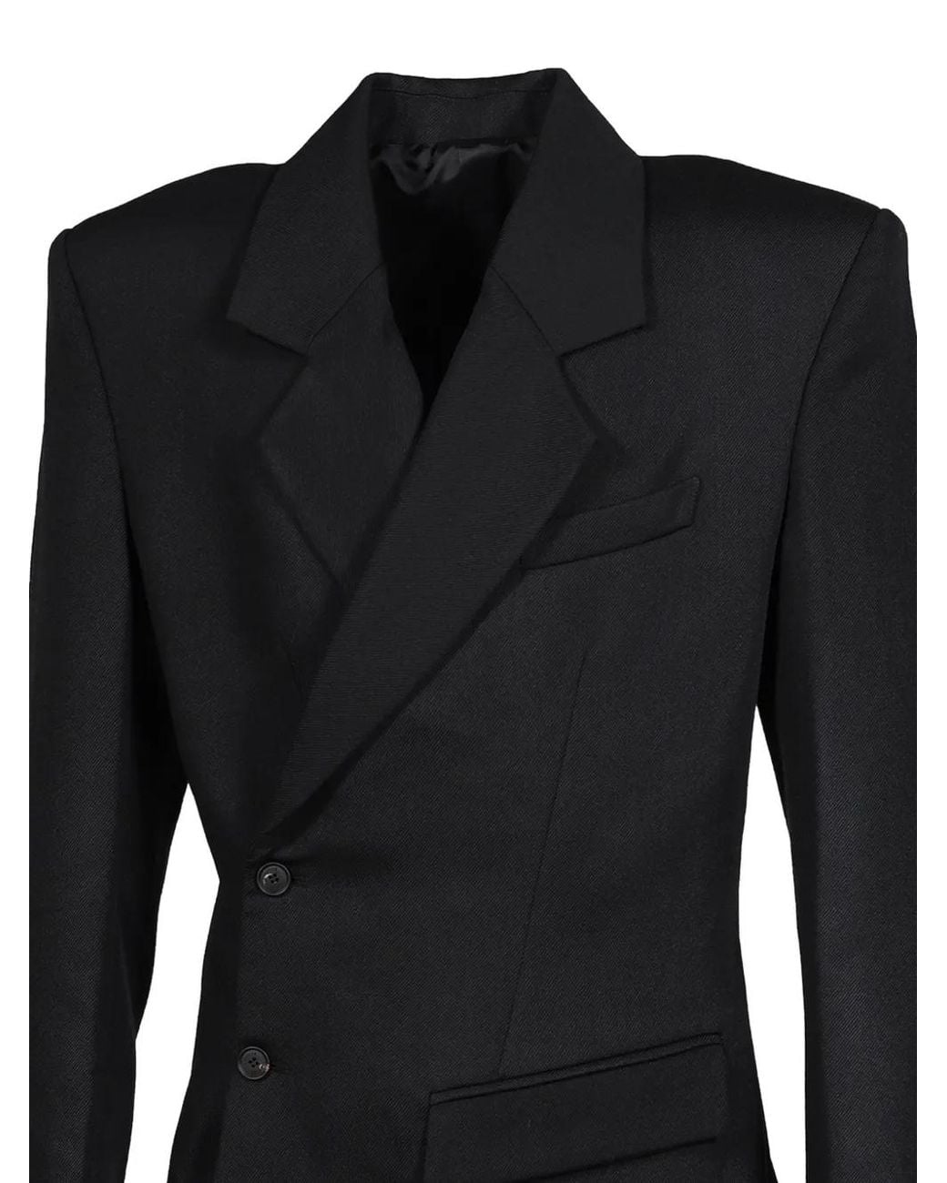 Egonlab Black Blazer Asymétrique À Boutonnière Croisée for men