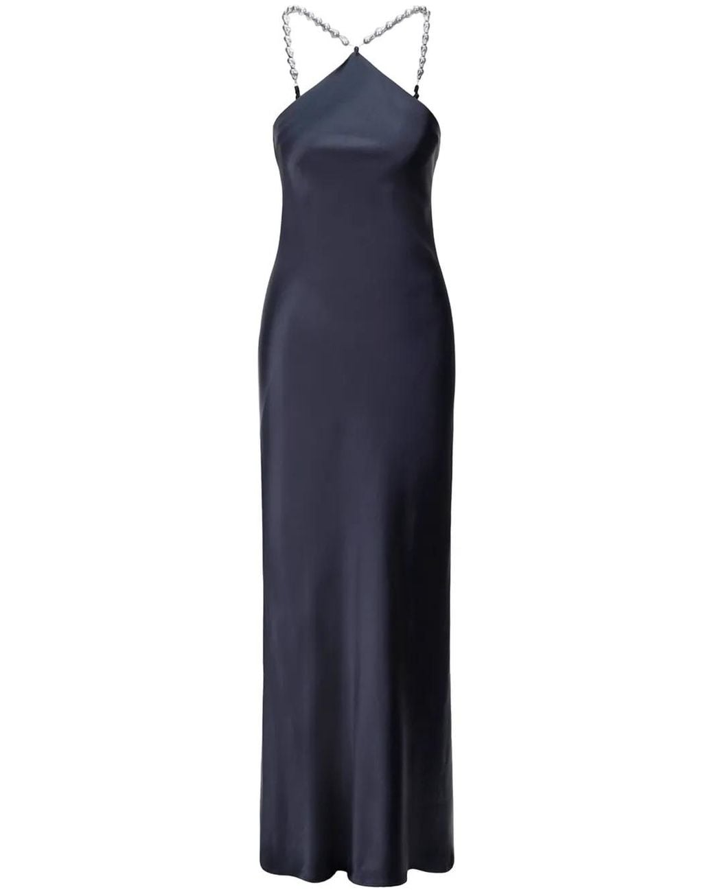 Staud Blue Cadence Satin Maxi Dress