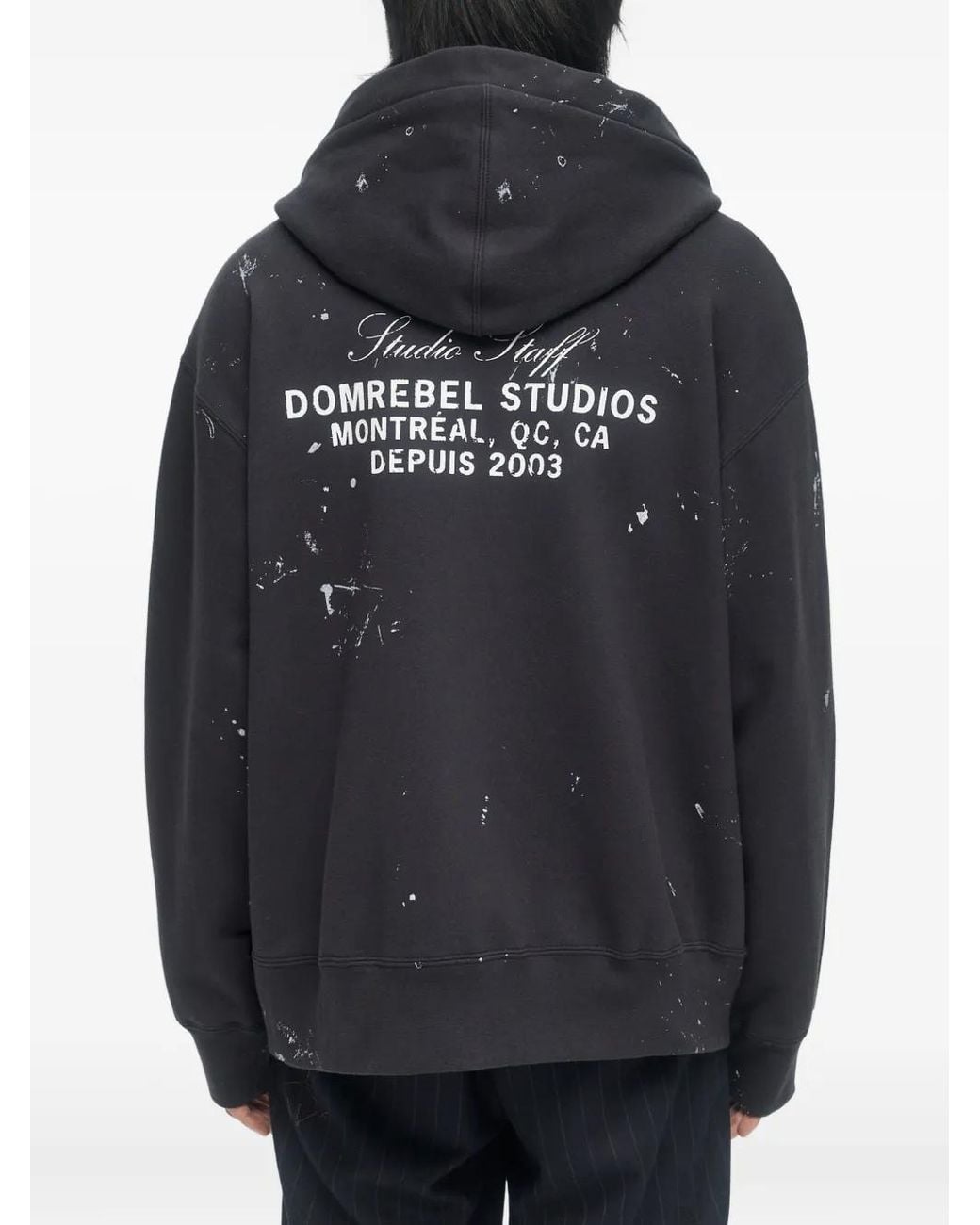 DOMREBEL Blue Staff Paint-Splatter Zip Hoodie for men
