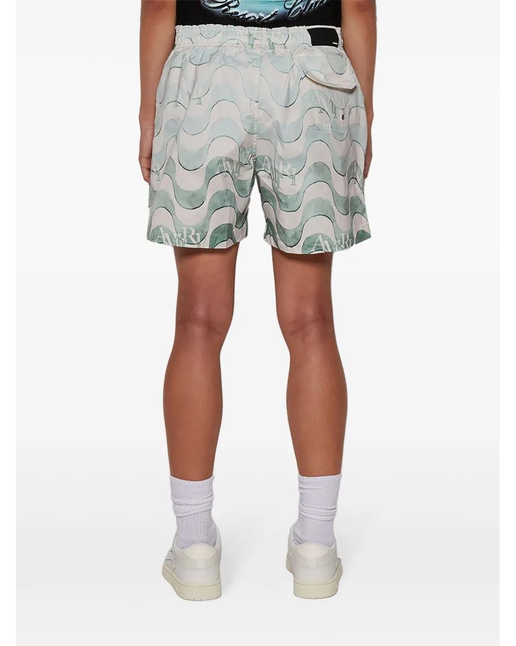 Amiri Blue Graphic-Print Swim Shorts for men