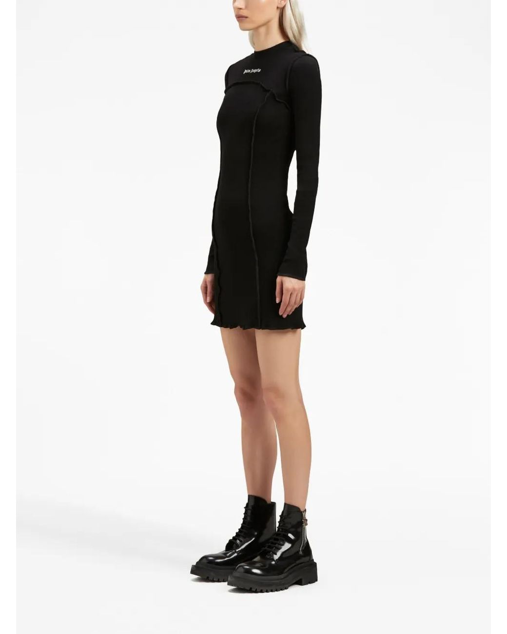 Palm Angels Black Logo Rib Cotton Dress