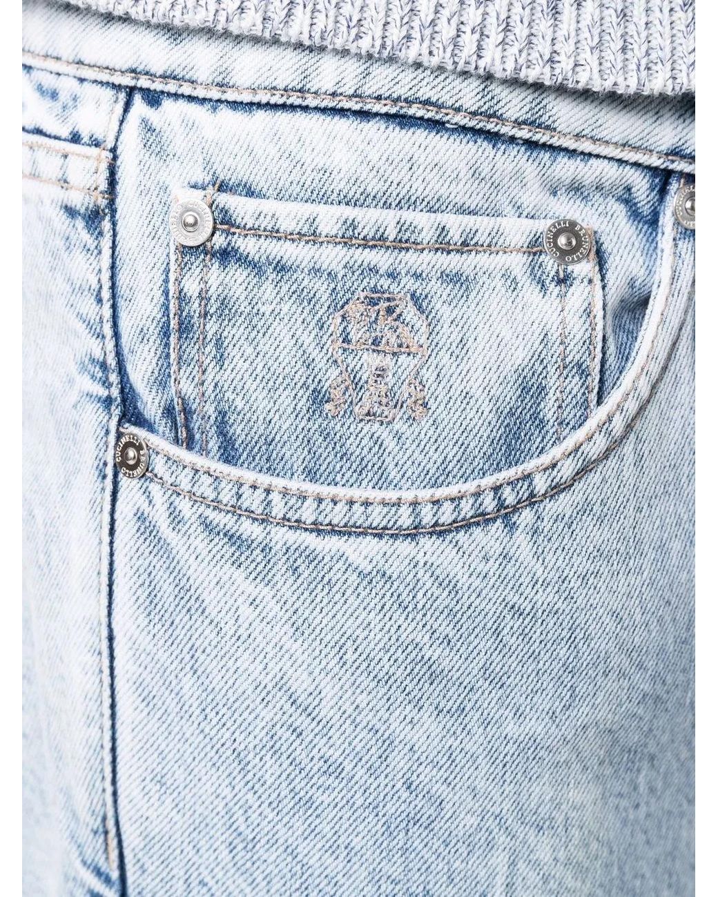 Brunello Cucinelli Blue Light-Wash Straight-Leg Jeans for men