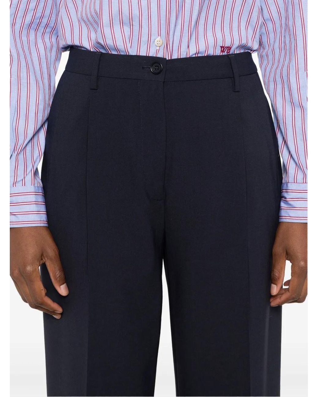 Aspesi Blue Virgin Wool Tailored Straight-Leg Trousers