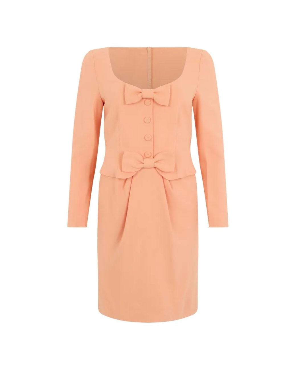 Moschino White Bow-Detail Long-Sleeve Mini Dress
