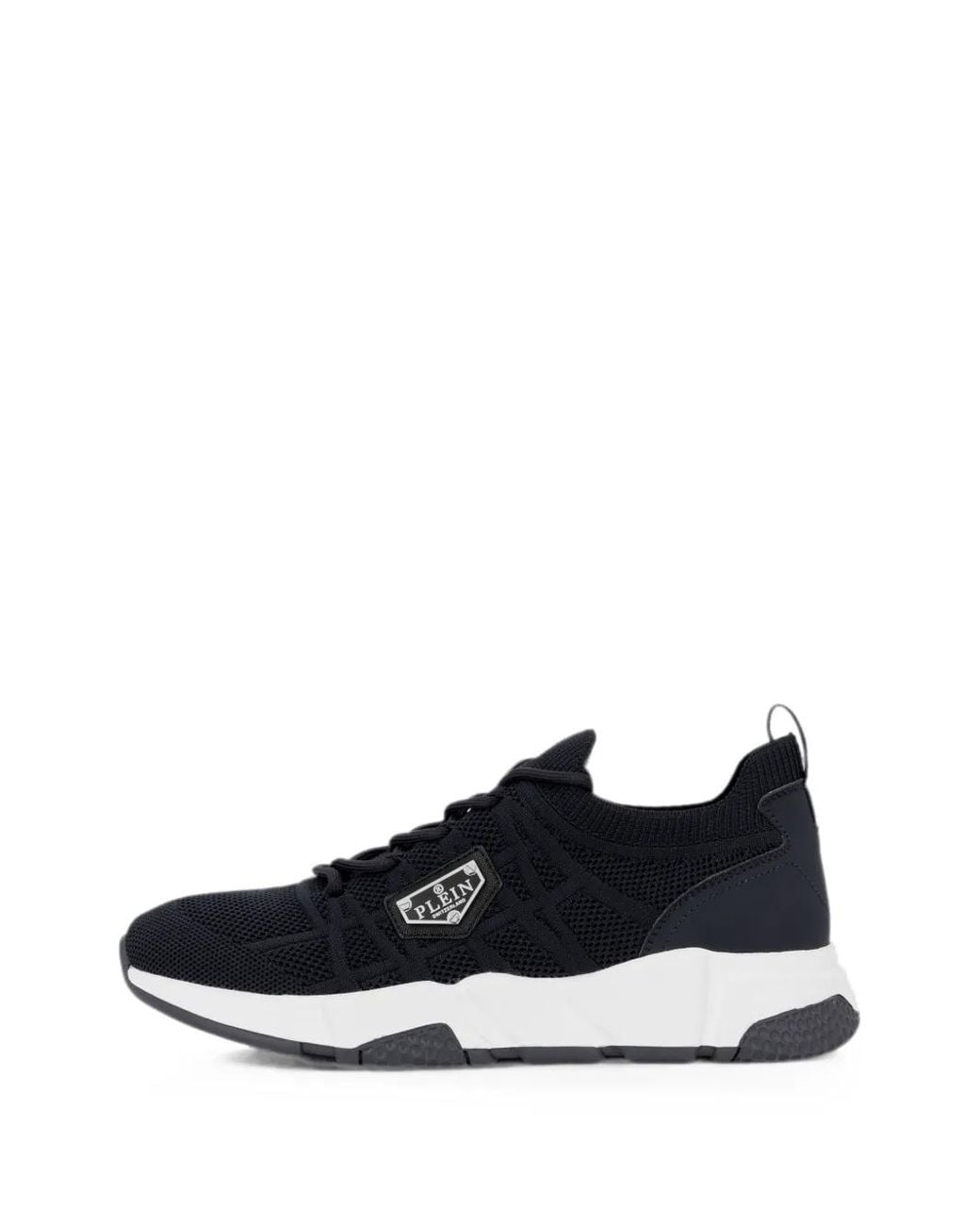 Philipp Plein Black Runner Sock Triangle Placca Sneakers