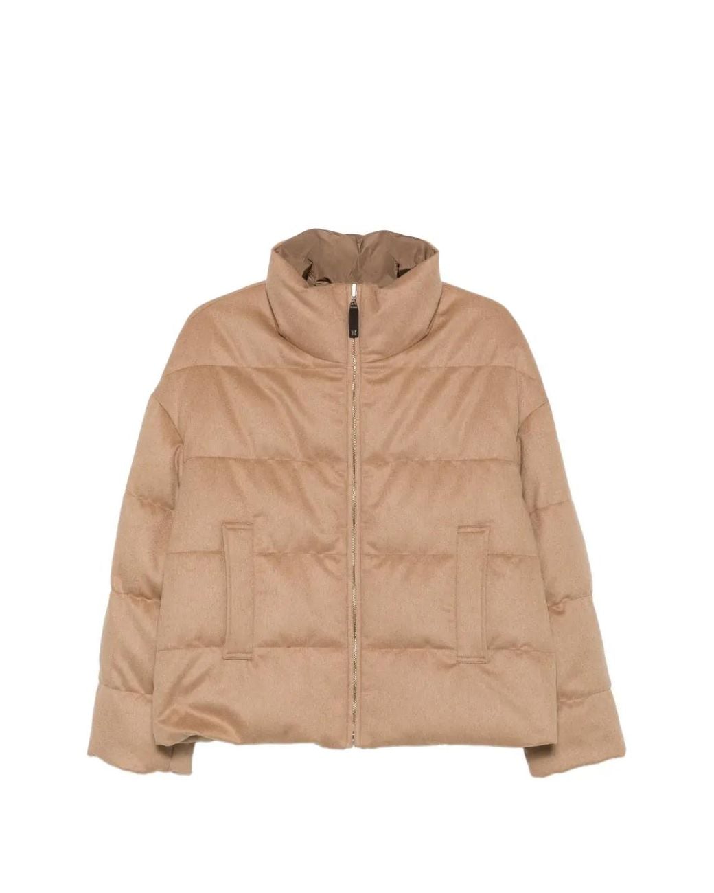 Max Mara Natural Mtcmora Camelwool Drap And Smooth Water-Repellent Taffeta Reversible Down Jacket