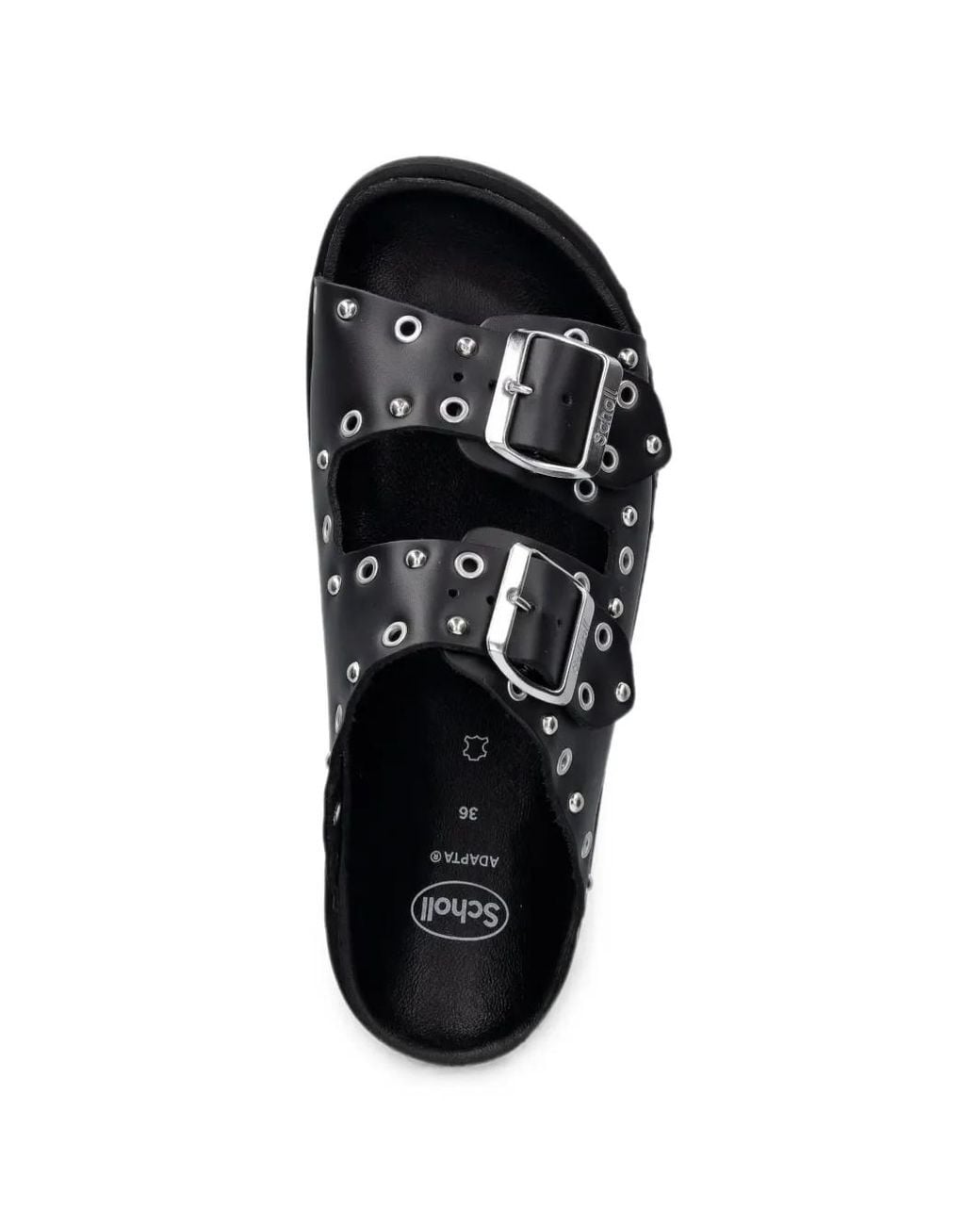 Scholl Black Beatriz Ring Eyelet-Embellished Studded Slides
