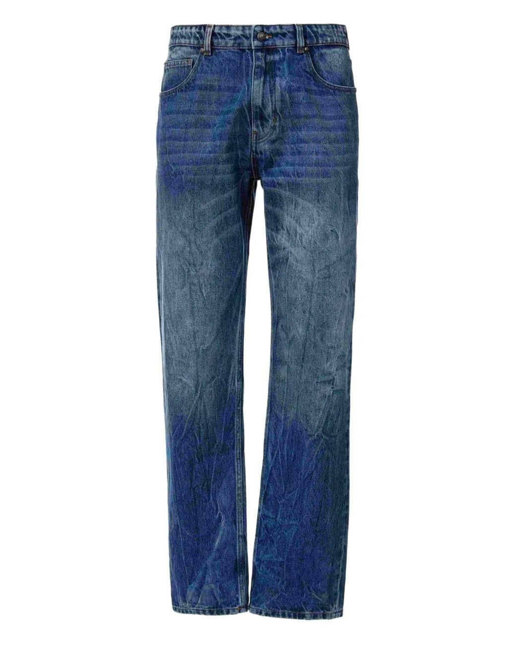 Just Cavalli Blue Whiskering Jeans for men