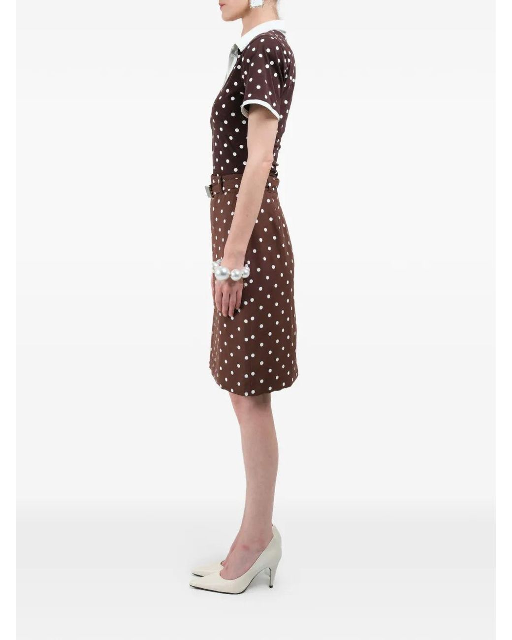 ROWEN ROSE Black Polka-Dots Short-Sleeves Polo