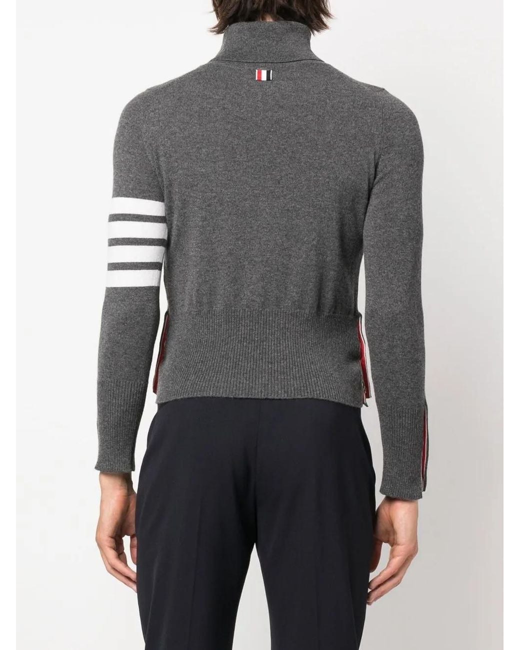 Thom Browne Gray 4-Bar Stripe Cashmere Turtleneck for men