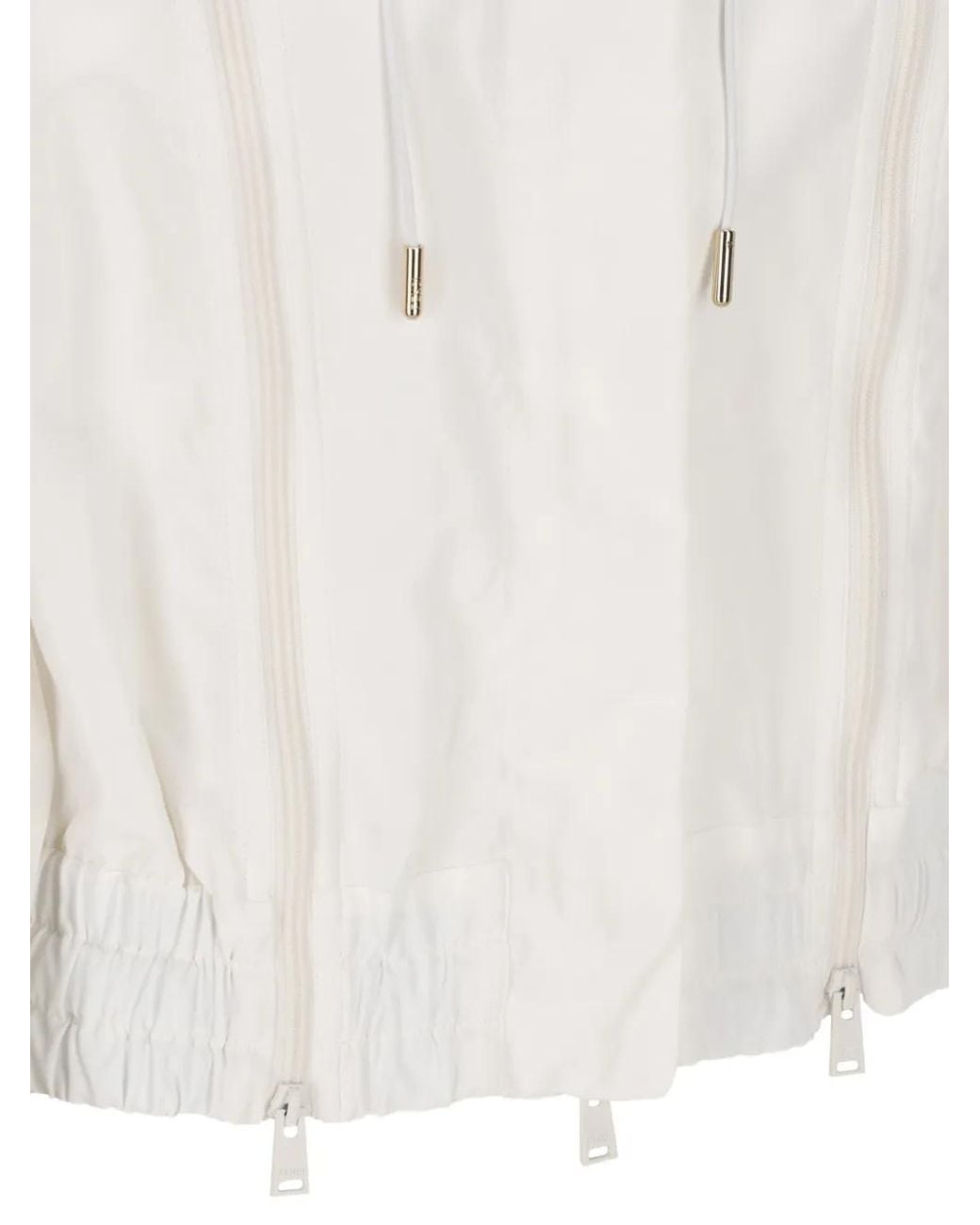 Fendi White Hooded Zip-Details Jacket