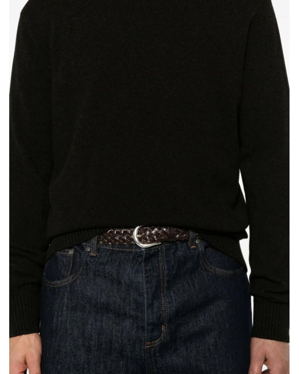 Zegna Black Crew-Neck Ribbed-Trim Sweater for men