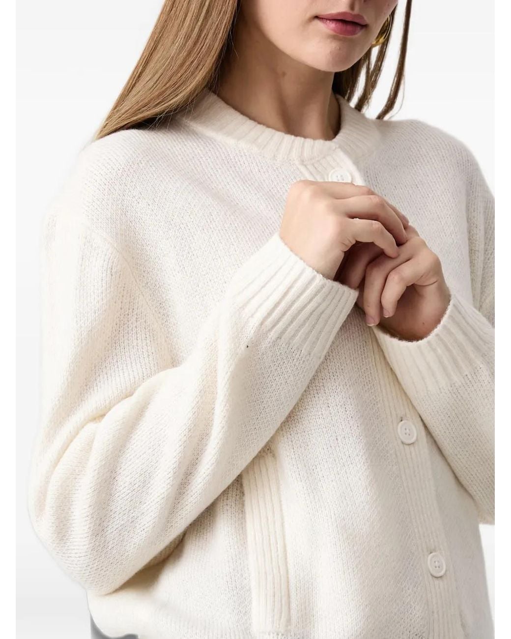 Vans White Teddy Round-Neck Cardigan