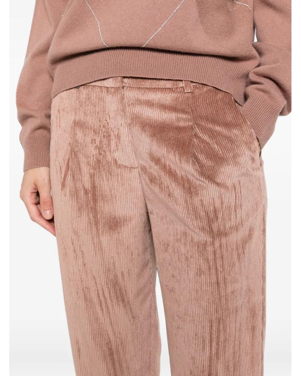 Peserico White Pantalon En Velours Côtelé
