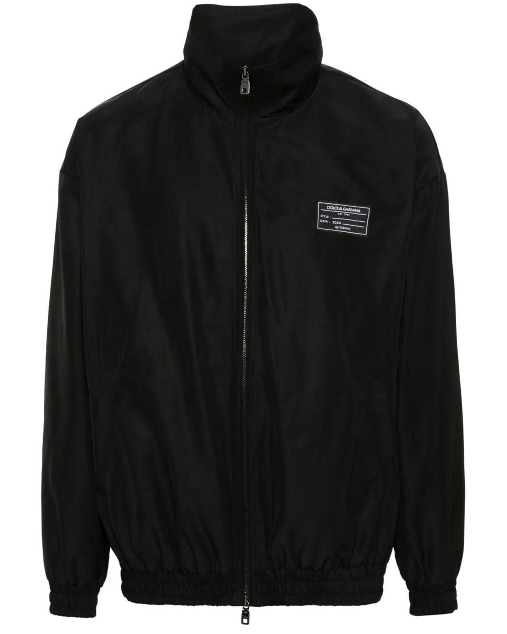 Dolce & Gabbana Black Logo-Appliqué Bomber Jacket for men