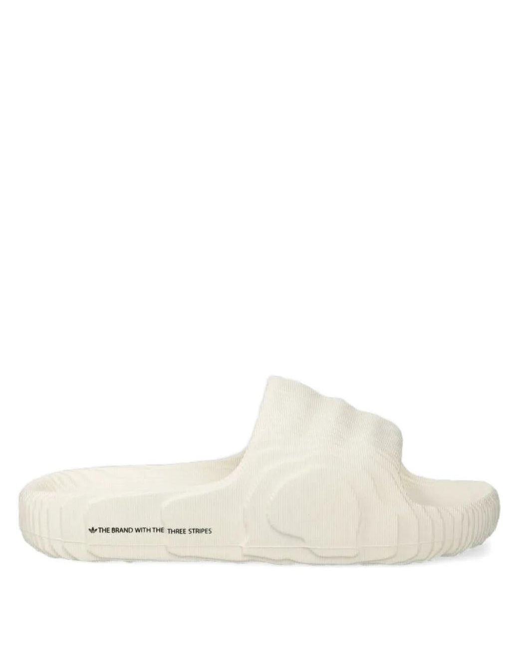 Adidas White Logo-Print Slides